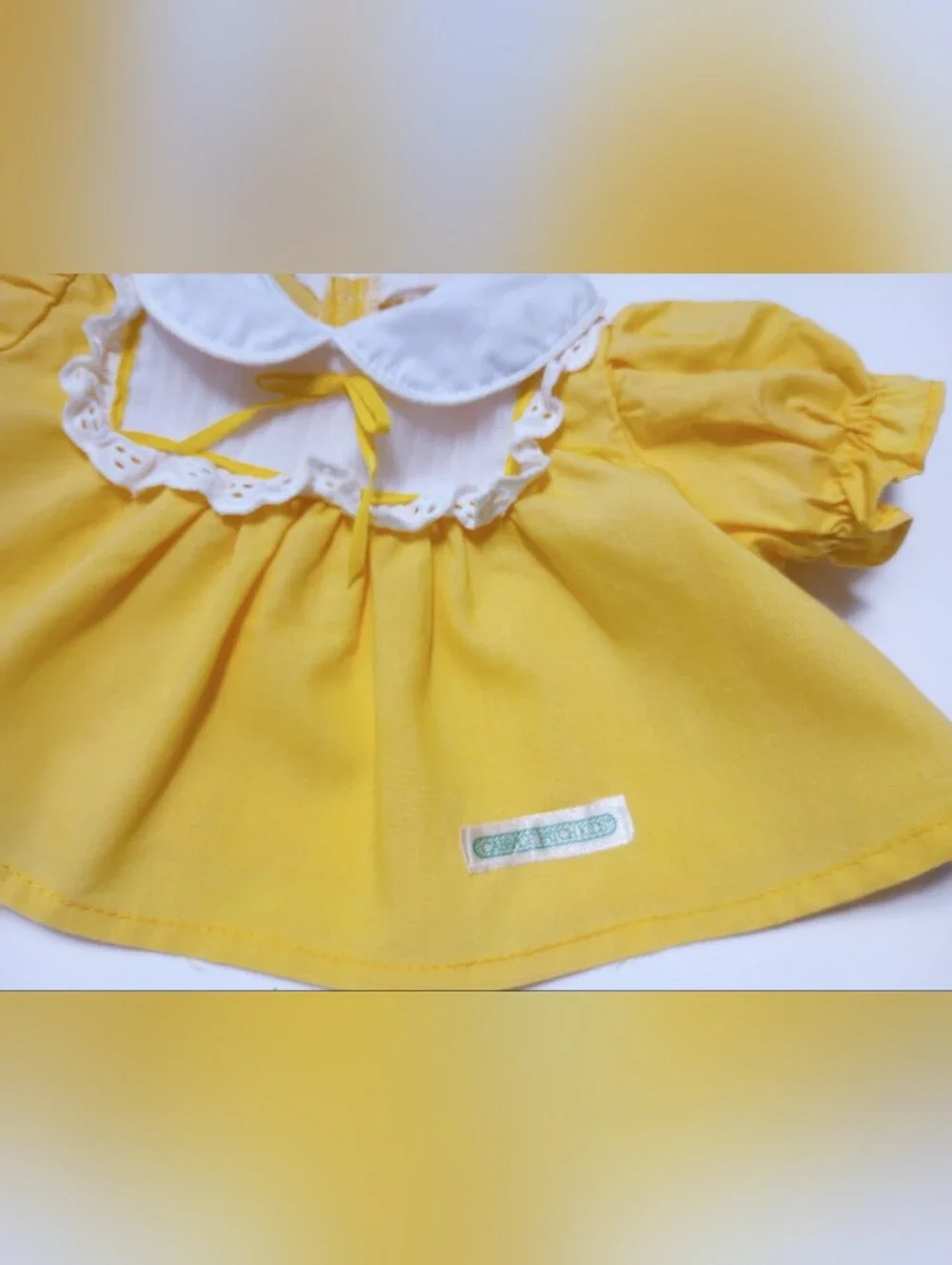 Cabbage Patch Kids Doll Clothes, Yoke Dress & Bloomers Golden Yellow 13H OK CPK